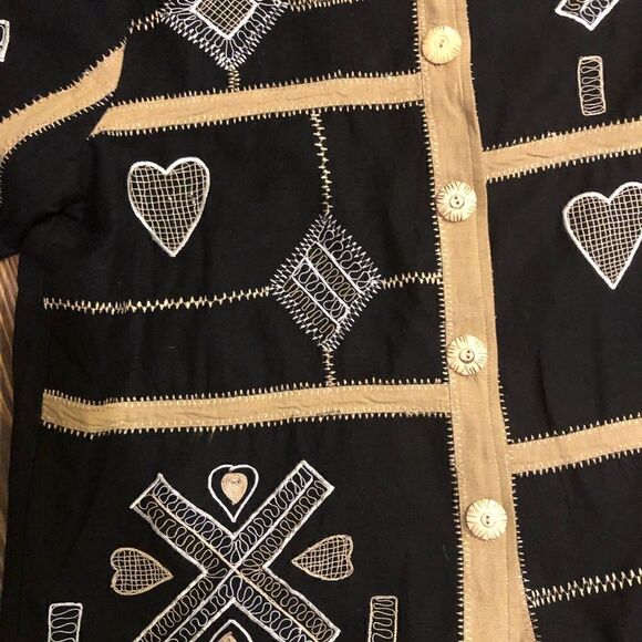 Flax Allure Dress shacket type embroidered patchwork womens top - Picture 5 of 13